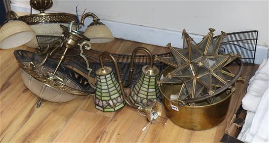 A quantity of lighting and metalwares